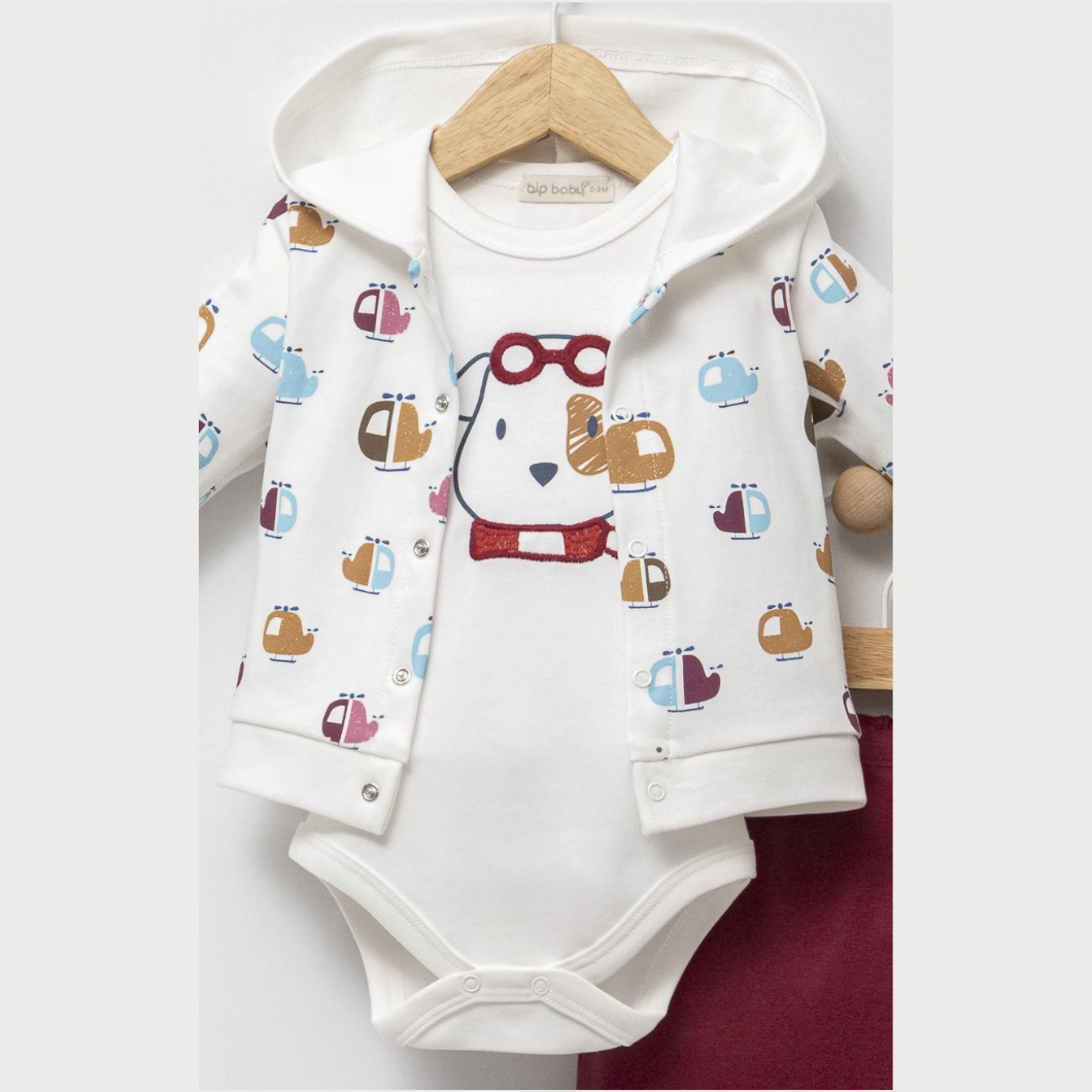 Set 3 piese Băieței Helly Baby Grena - 100% Bumbac [4]