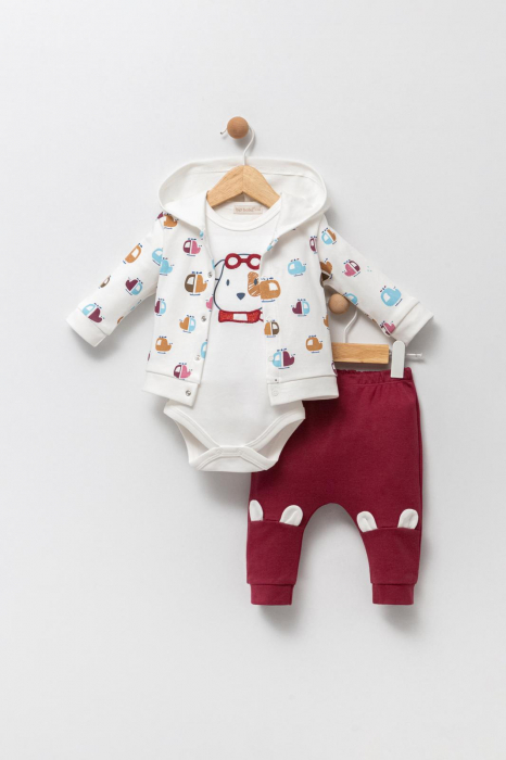 Set 3 piese Băieței Helly Baby Grena - 100% Bumbac [6]