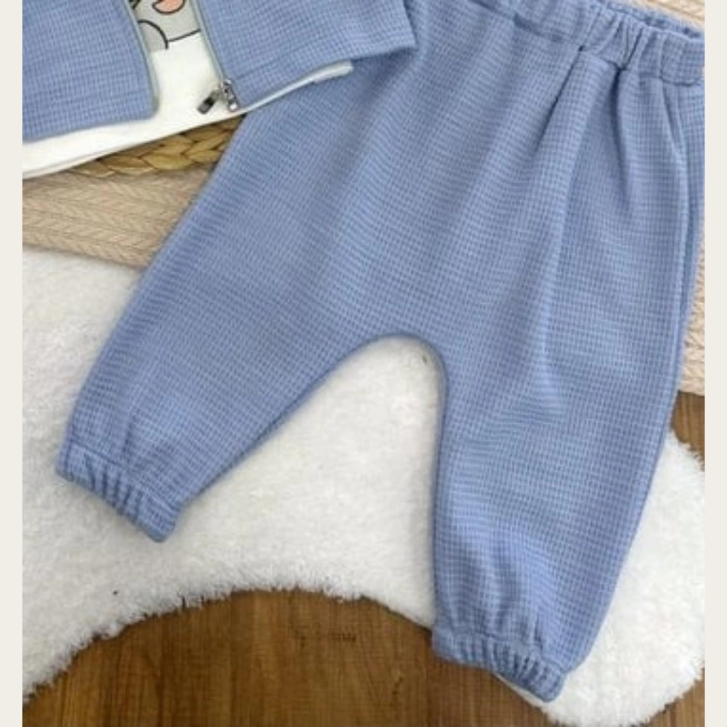 Set 3 Piese Băieței Mason, Jachetă Bleu, Tricou Alb, Pantaloni Comozi [5]