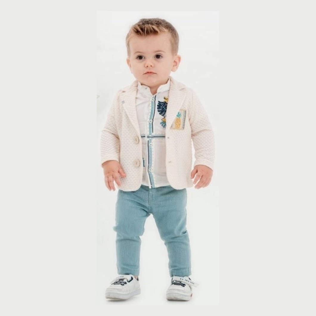 Set 3 Piese Băieței Tropical Jeans – Cămașă, Sacou și Pantaloni Elastici [5]