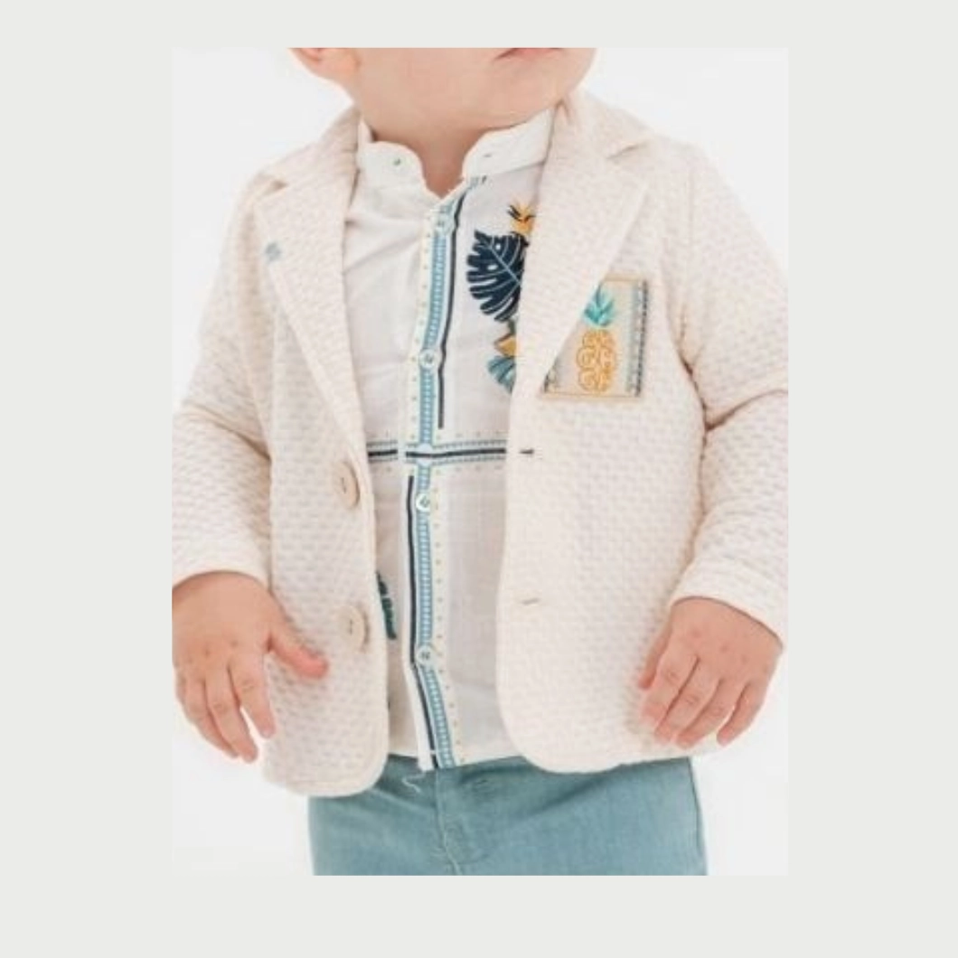 Set 3 Piese Băieței Tropical Jeans – Cămașă, Sacou și Pantaloni Elastici [3]