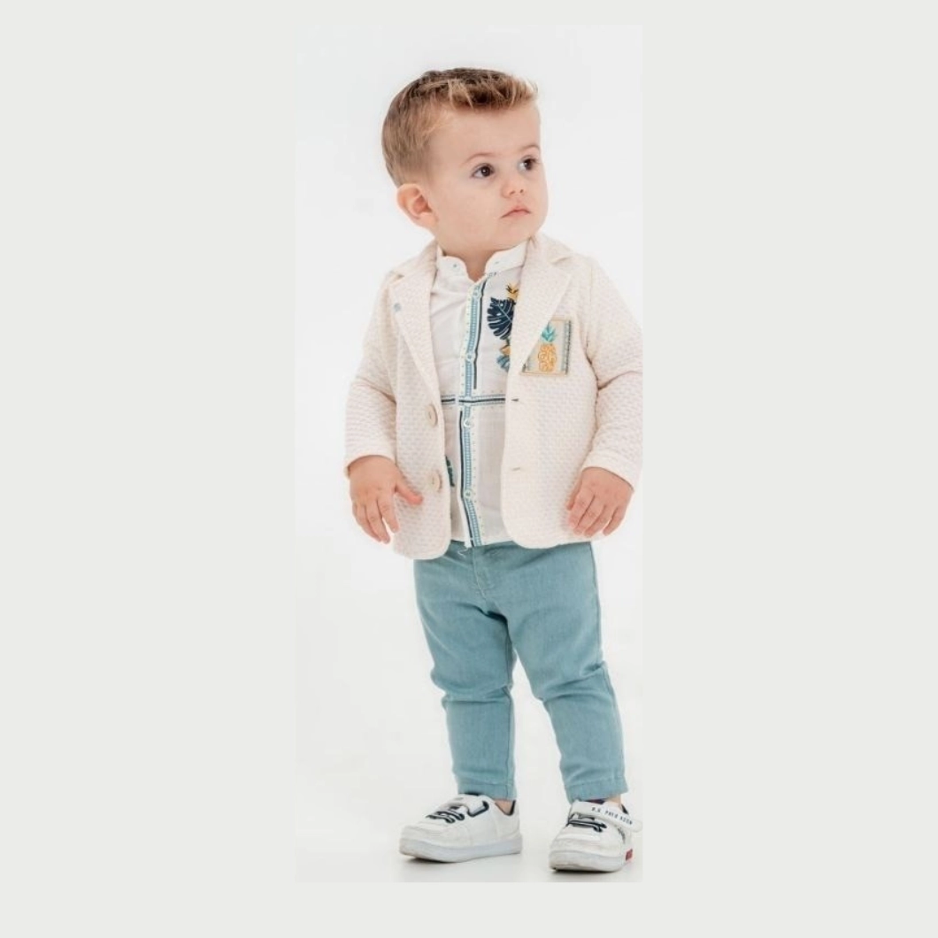Set 3 Piese Băieței Tropical Jeans – Cămașă, Sacou și Pantaloni Elastici [6]