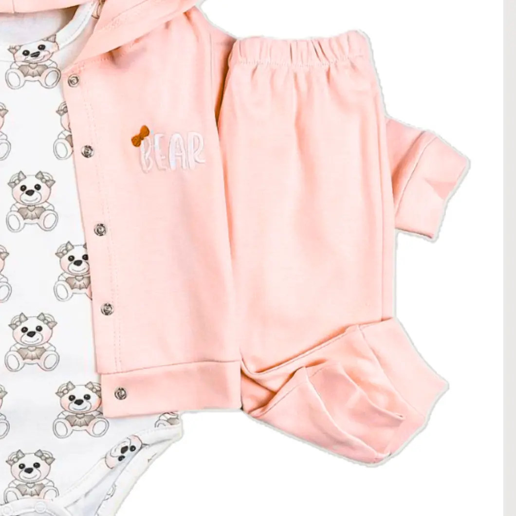 Set 3 Piese, 100% Bumbac, Fetițe - Bear Blush [6]