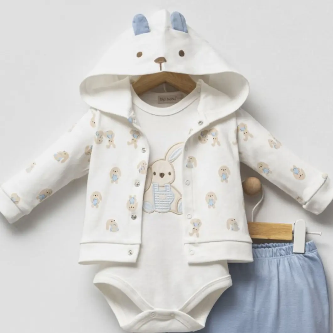 Set 3 piese Bebeluș Bunny Joy 100% Bumbac [7]