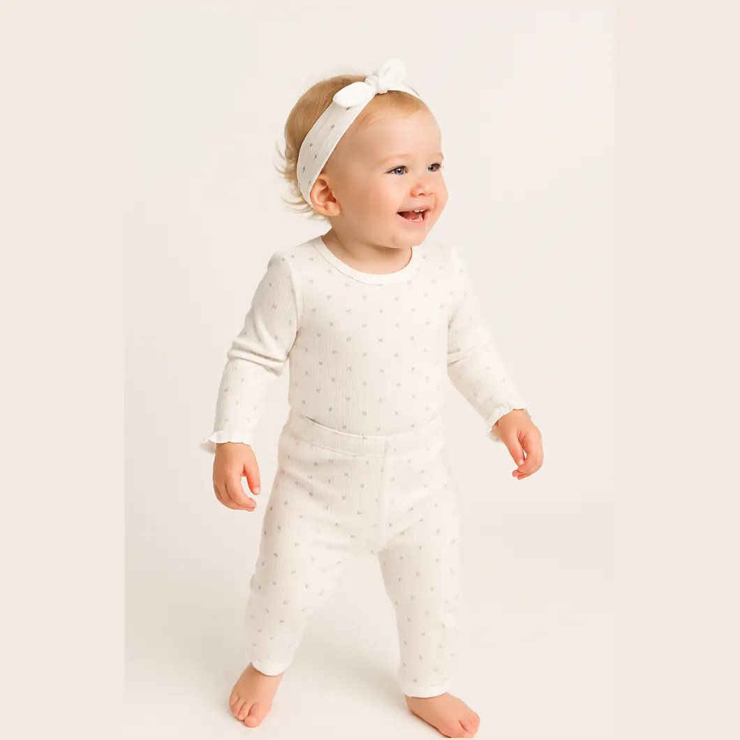 Set 3 Piese Fetițe Gray Hearts - 100% Bumbac premium [6]