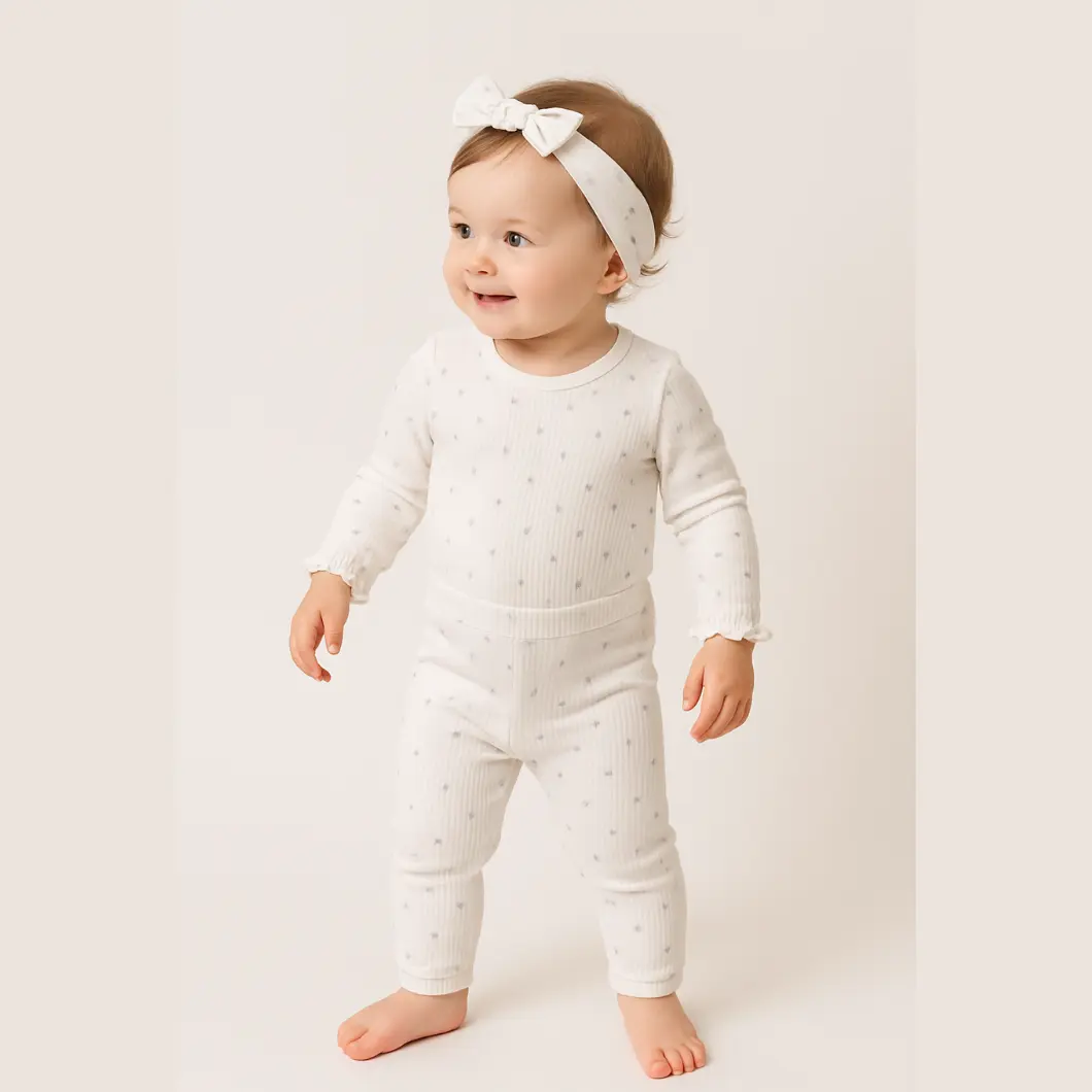 Set 3 Piese Fetițe Gray Hearts - 100% Bumbac premium [2]
