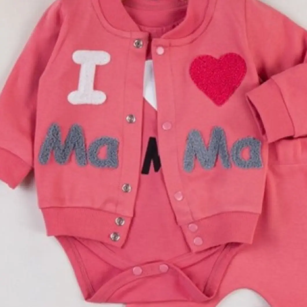 Set 3 Piese Fetițe I Love Mama Roșu 95% Bumbac 5% Lycra [5]