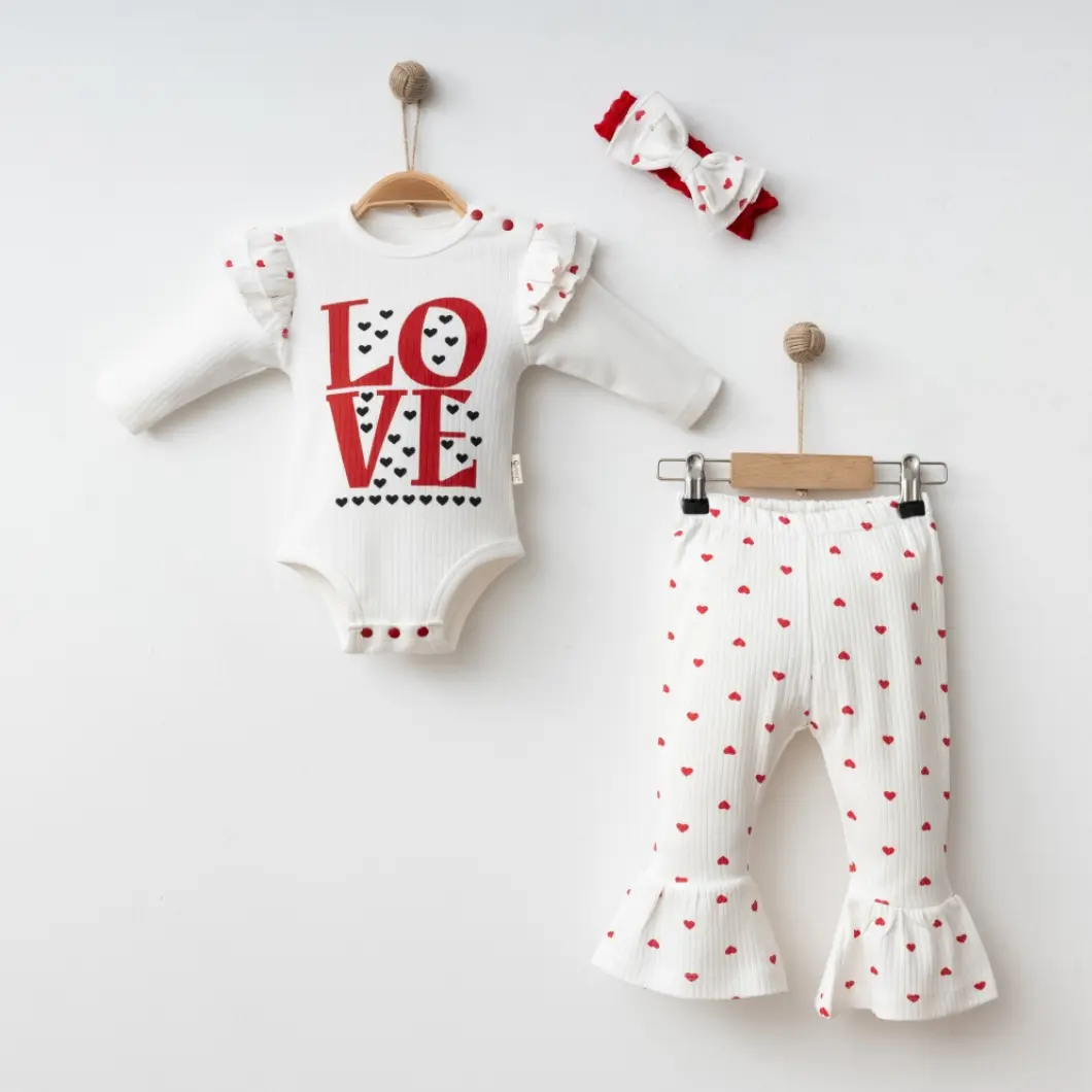 Set 3 Piese Fetițe Love Hearts-100% Bumbac [1]