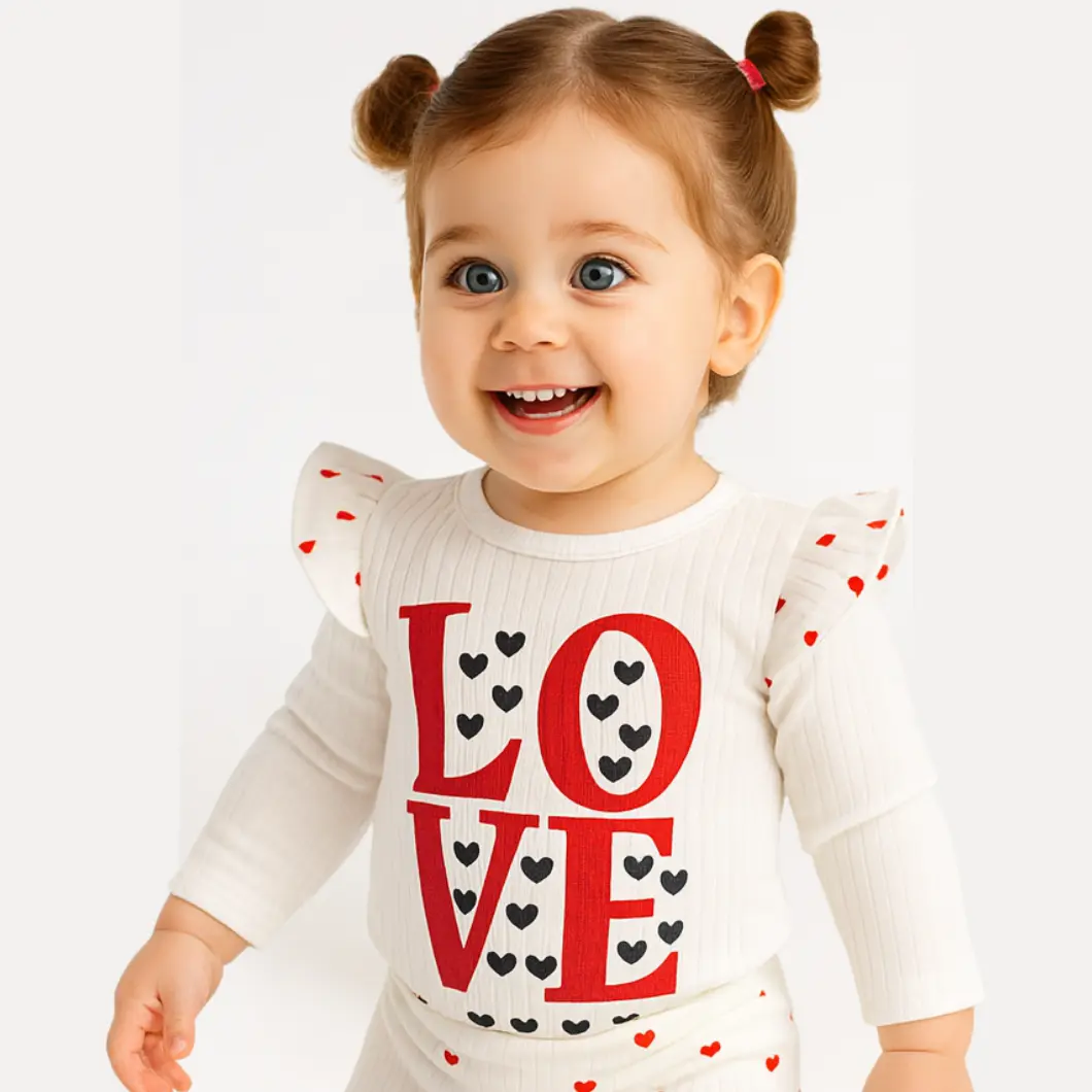 Set 3 Piese Fetițe Love Hearts-100% Bumbac [2]