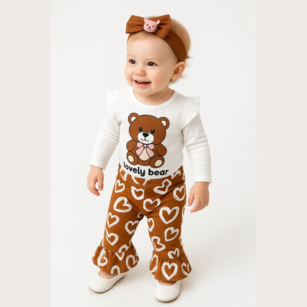 Set 3 Piese Fetițe Lovely Bear - 100% Bumbac premium [2]