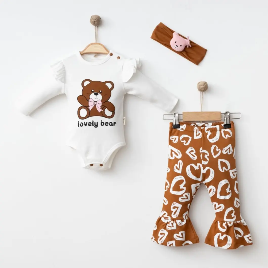 Set 3 Piese Fetițe Lovely Bear - 100% Bumbac premium [5]