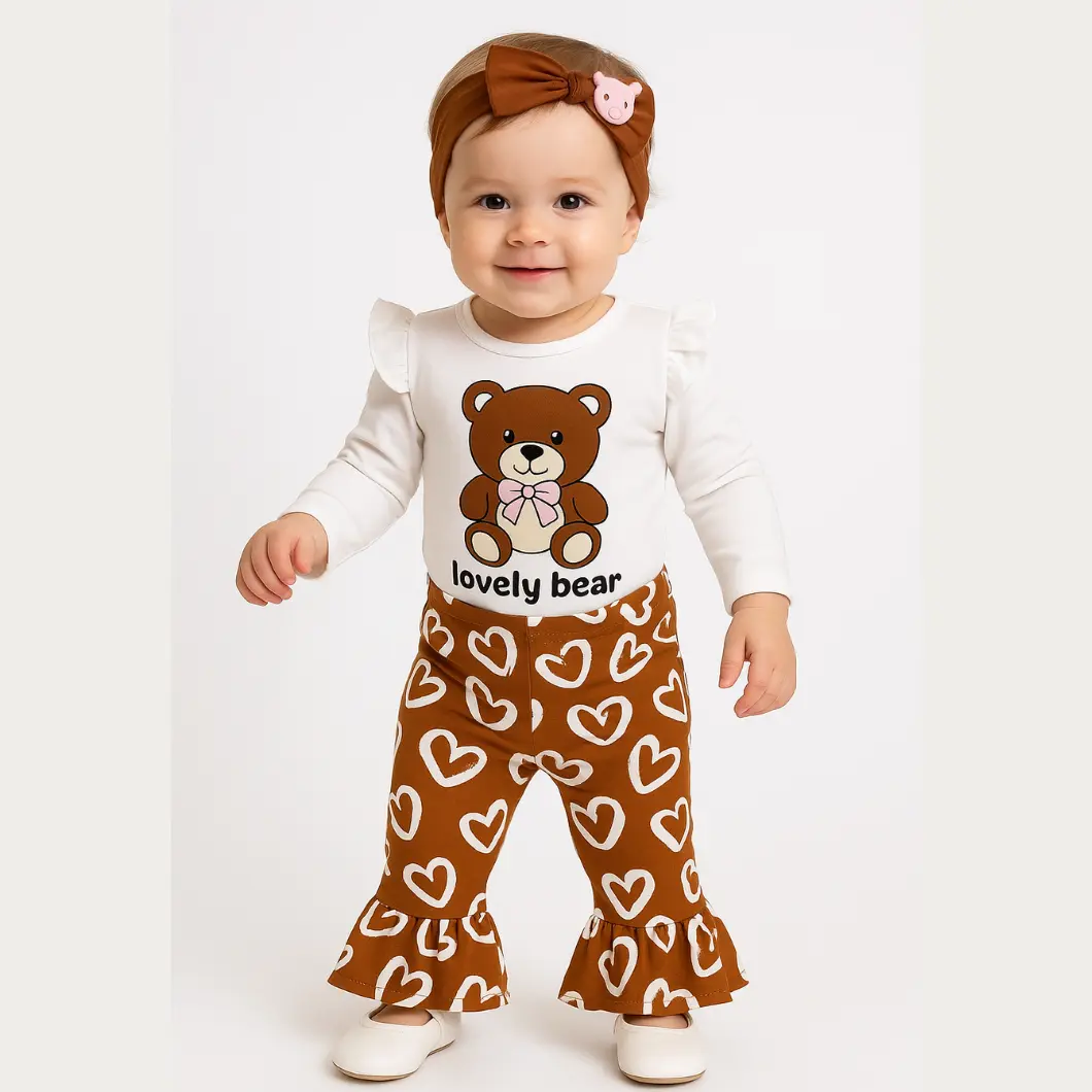 Set 3 Piese Fetițe Lovely Bear - 100% Bumbac premium [1]