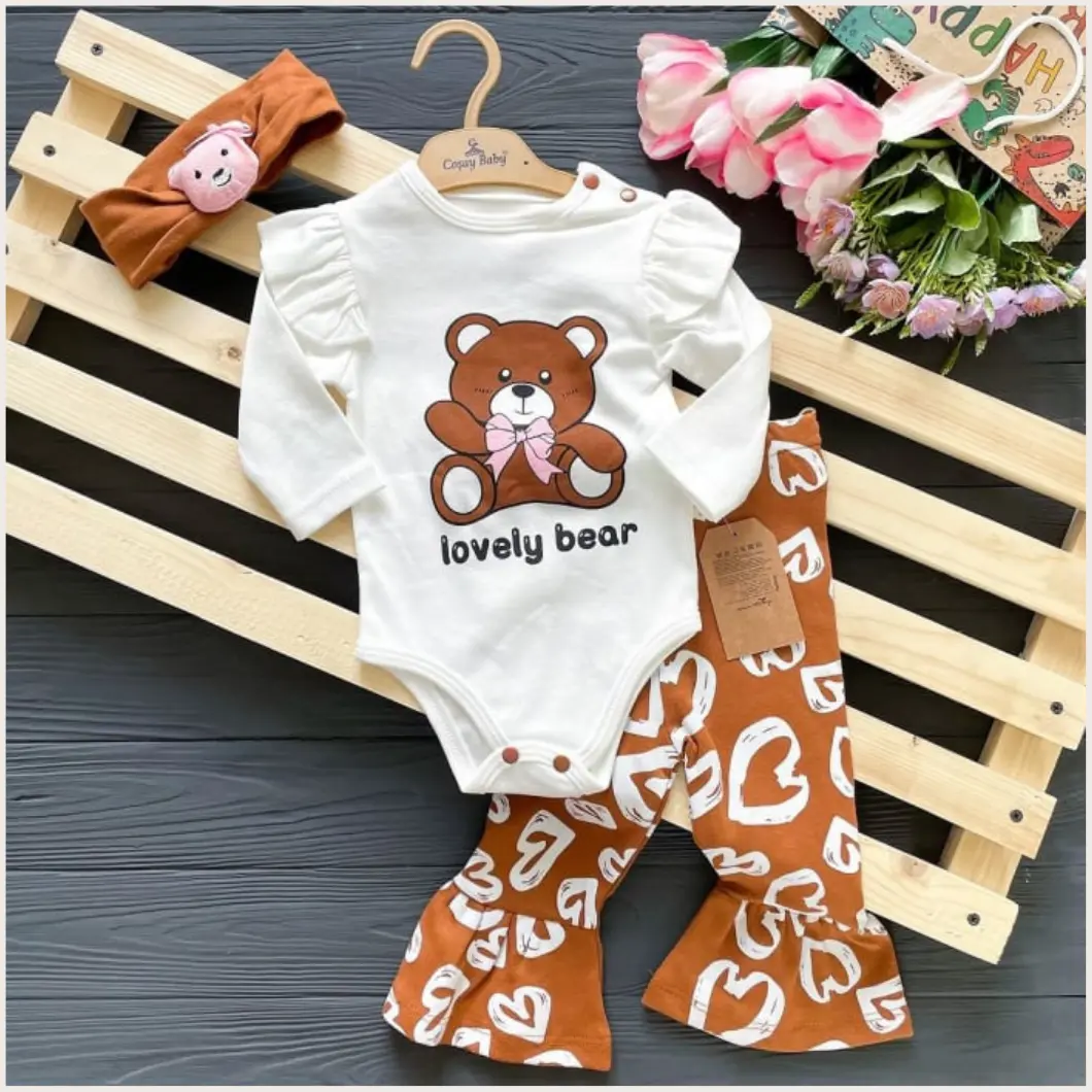 Set 3 Piese Fetițe Lovely Bear - 100% Bumbac premium [6]