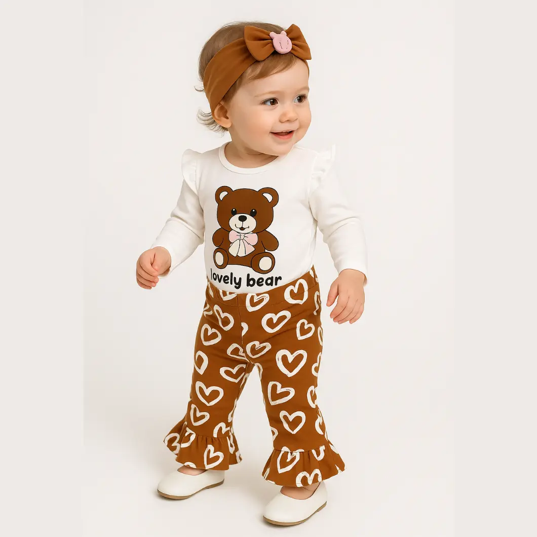 Set 3 Piese Fetițe Lovely Bear - 100% Bumbac premium [3]