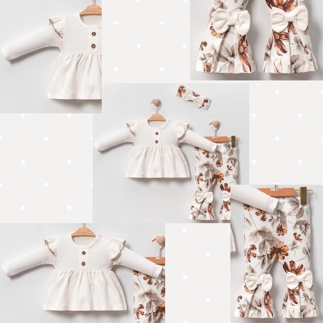 Set 3 Piese Fetițe Madonna - White, 100% Bumbac [6]