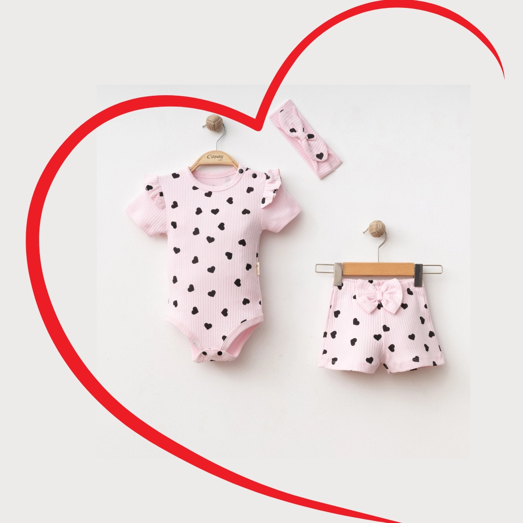 Set 3 Piese Fetițe IniMania – Body, Pantalonași și Bentiță din Bumbac Premium [8]