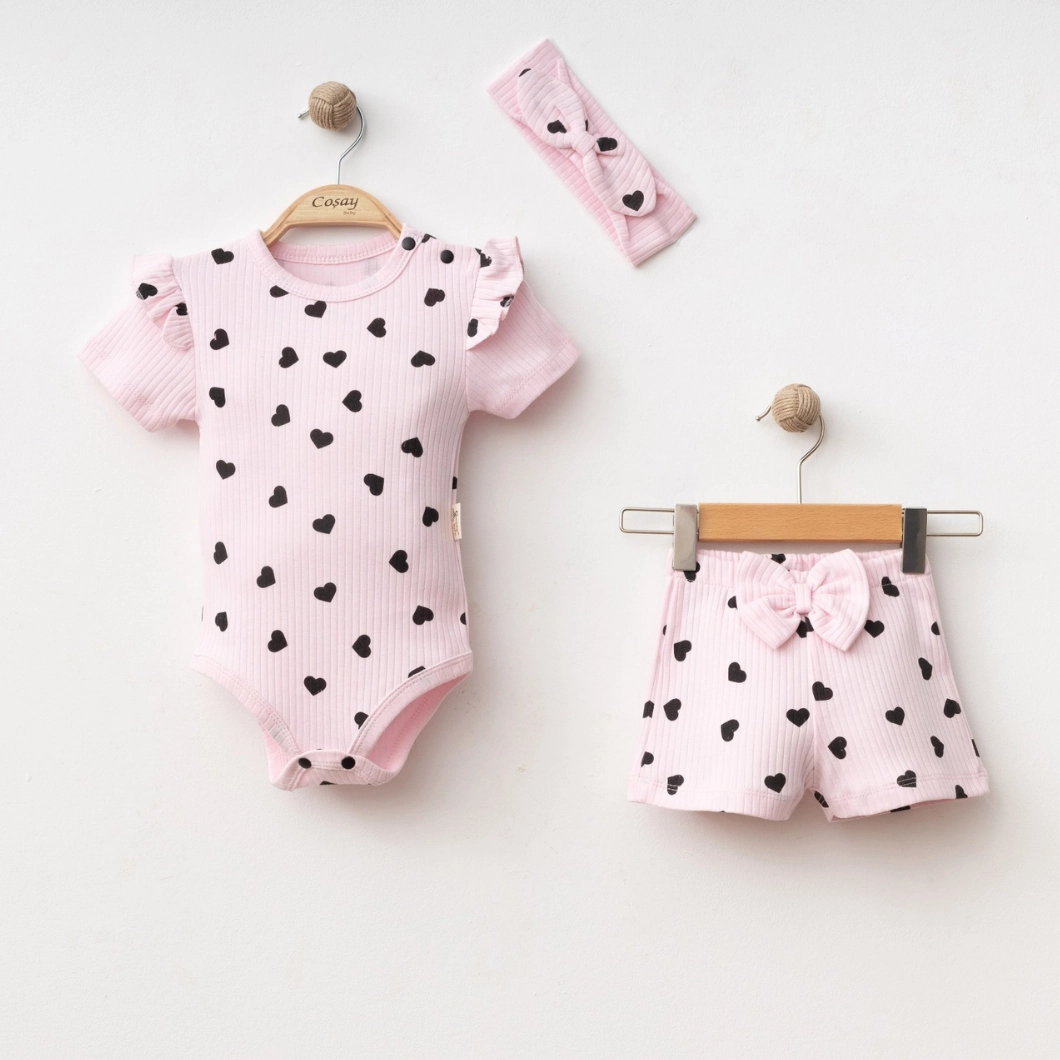 Set 3 Piese Fetițe IniMania – Body, Pantalonași și Bentiță din Bumbac Premium [1]