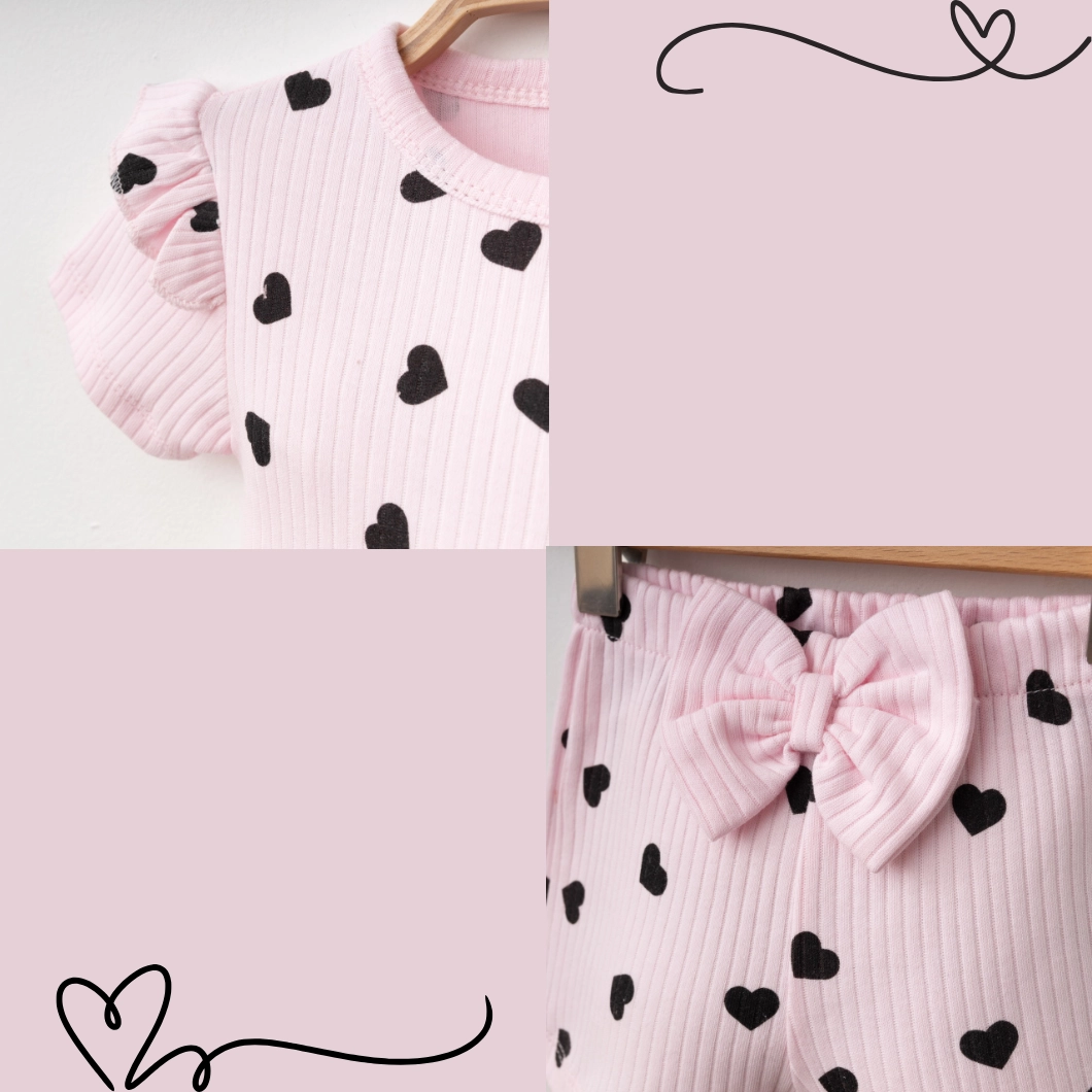 Set 3 Piese Fetițe IniMania – Body, Pantalonași și Bentiță din Bumbac Premium [6]