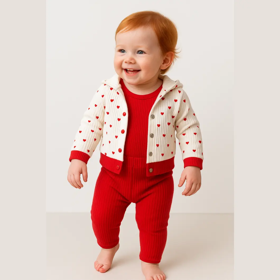 Set 3 Piese Fetițe Tiny Hearts 100% Bumbac [2]
