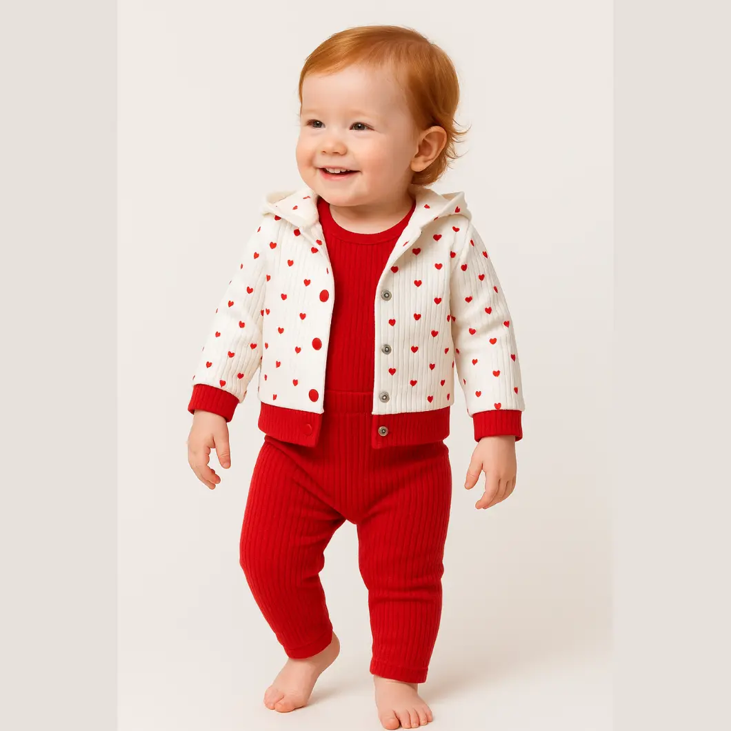 Set 3 Piese Fetițe Tiny Hearts 100% Bumbac [3]