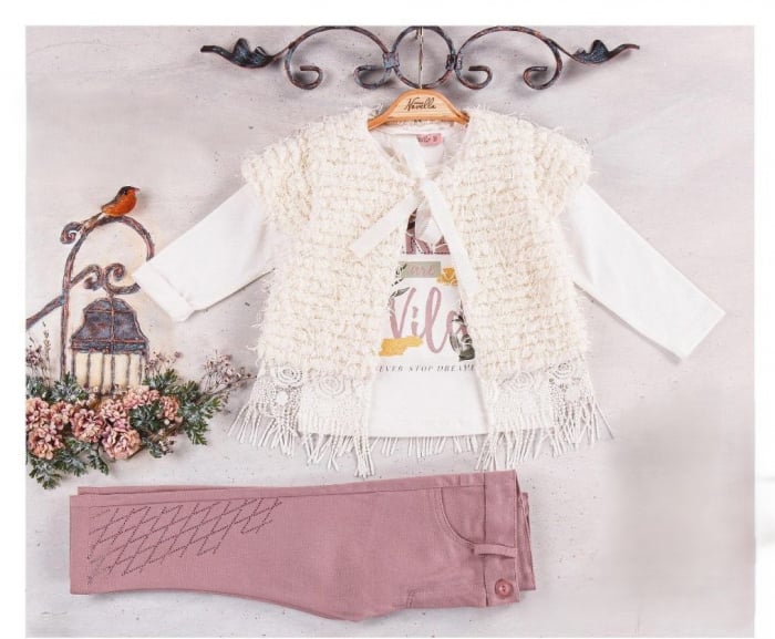 Set 3 piese fete – Bluză, pantaloni lila și vestă elegantă [1]
