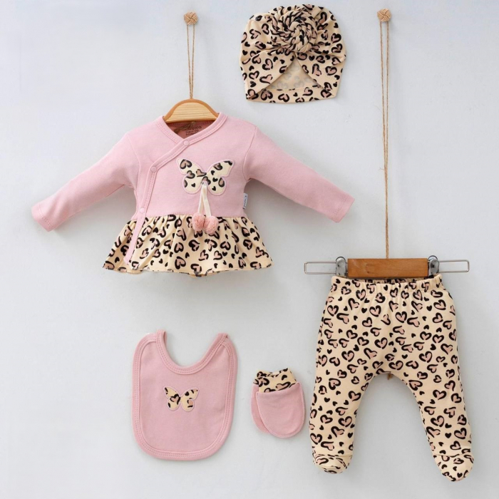 Set 5 piese fetițe – Fluturaș, Leopard, 100% Bumbac [10]