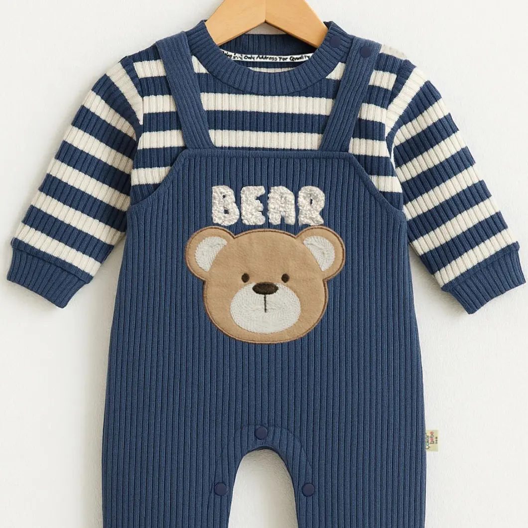 Salopetă Băieței Sailor Bear – 100% Bumbac cu Ursuleț Marin [3]