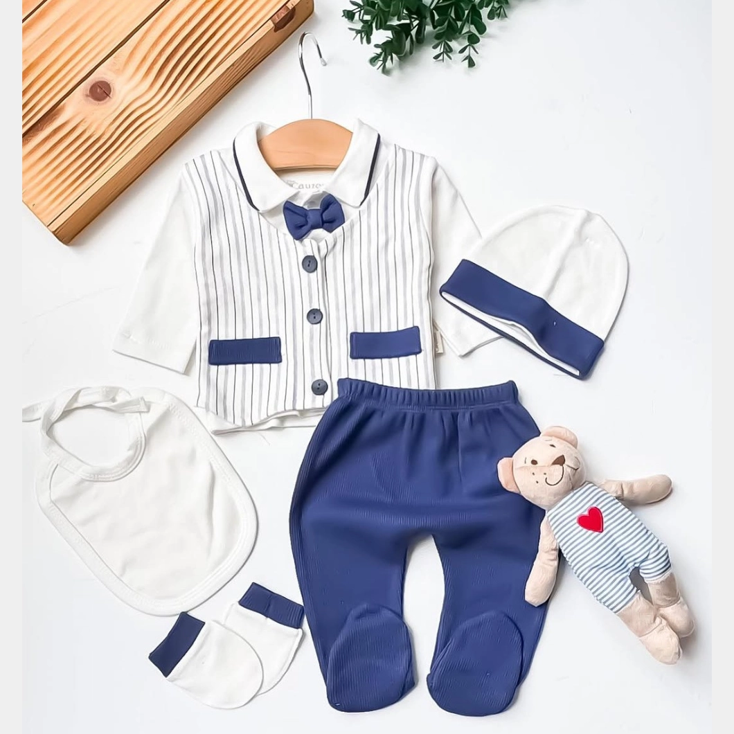 Set 5 piese elegant băieței, 0-3 luni, 100% bumbac [2]