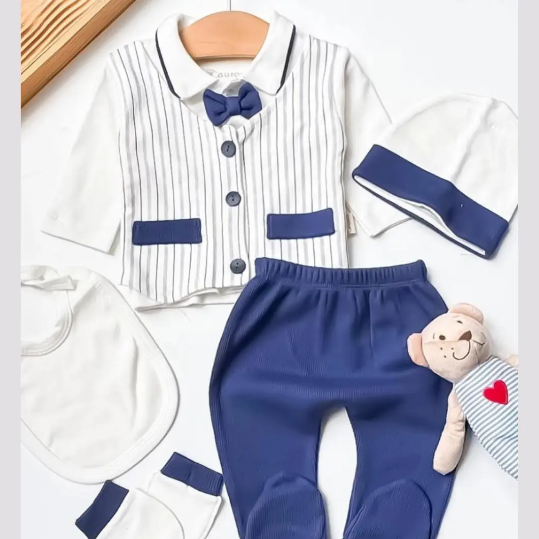 Set 5 piese elegant băieței, 0-3 luni, 100% bumbac [7]
