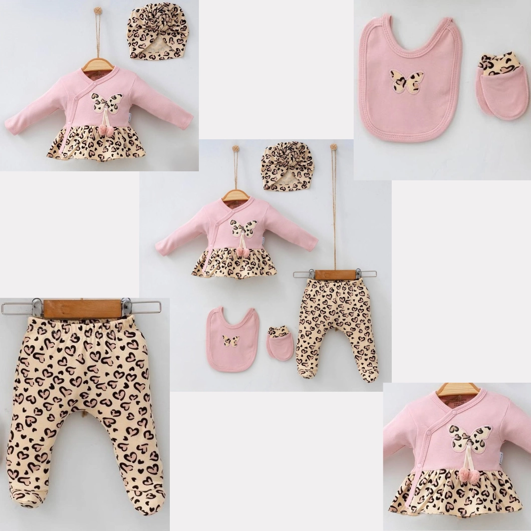 Set 5 piese fetițe – Fluturaș, Leopard, 100% Bumbac [6]