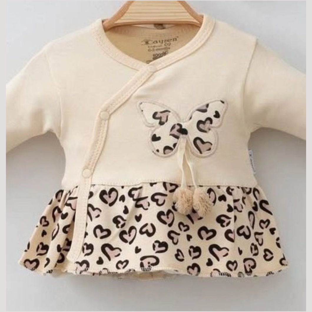 Set 5 piese fetițe – Fluturaș, Leopard, 100% Bumbac Bej [4]