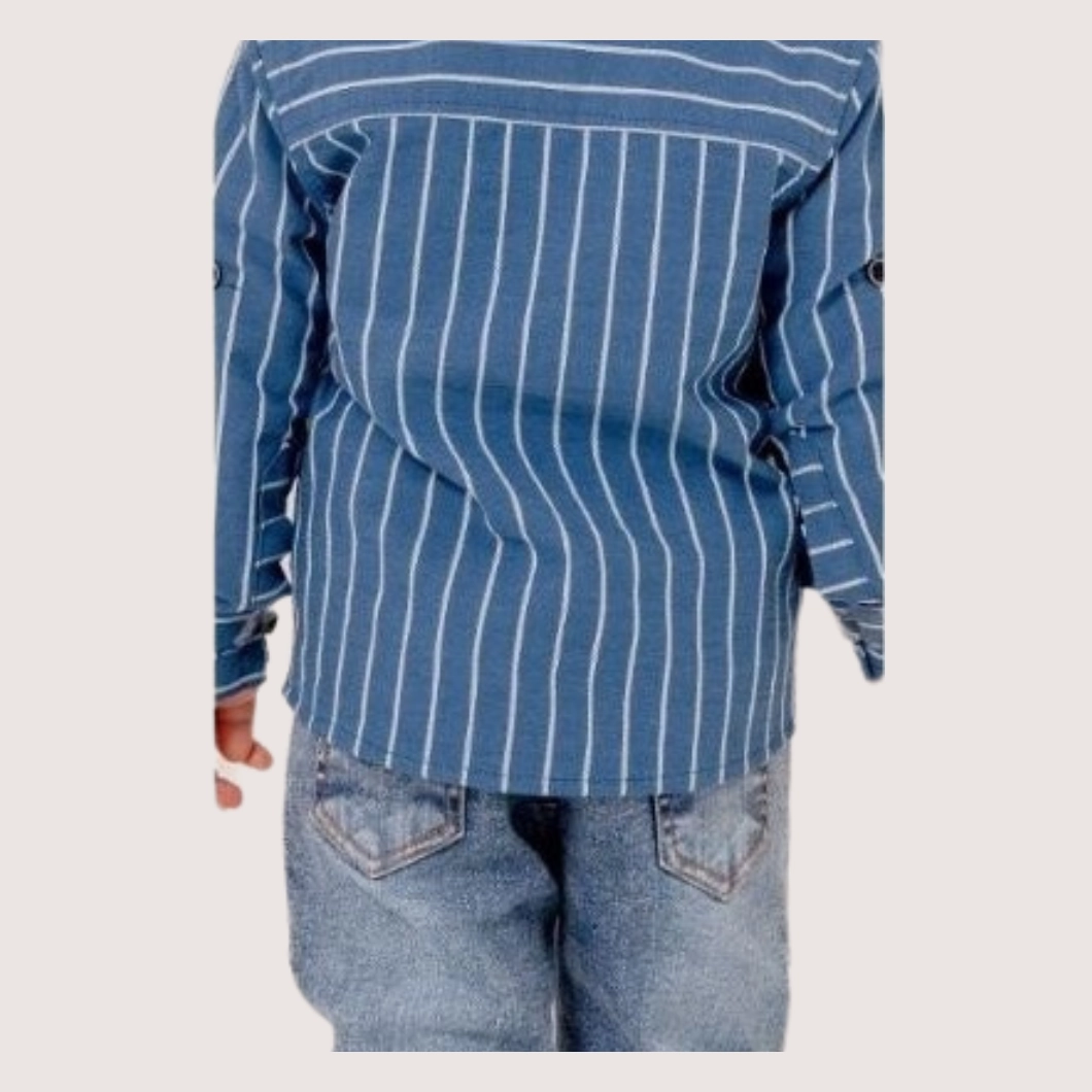 Set 3 Piese Băieței – Cămașă Dungi, Tricou Imprimeu, Blugi Comozi [5]