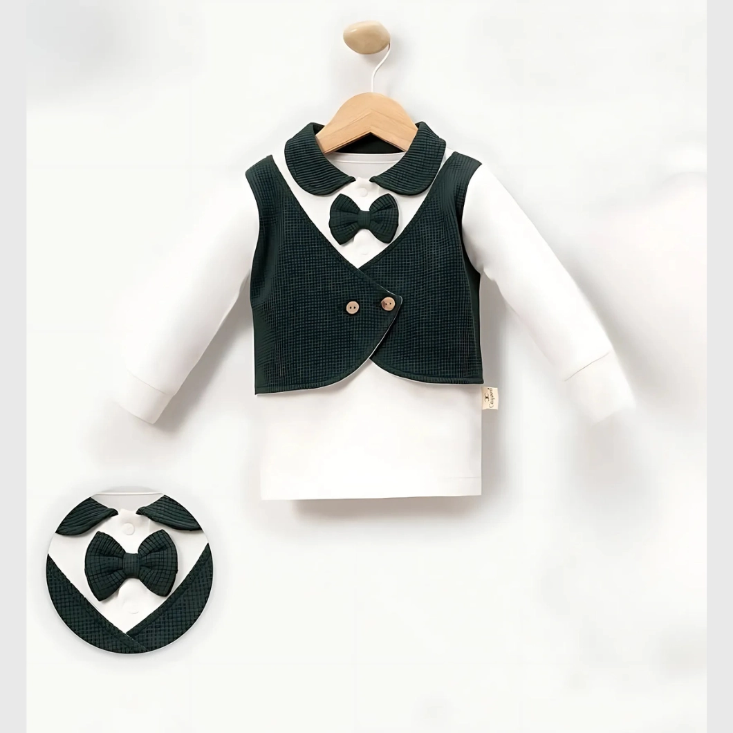 Set Elegant 2 Piese Băieței - Benjamin, Verde, Bumbac 100% [5]