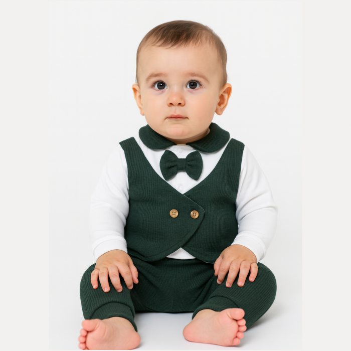 Set Elegant 2 Piese Băieței - Benjamin, Verde, Bumbac 100% [2]