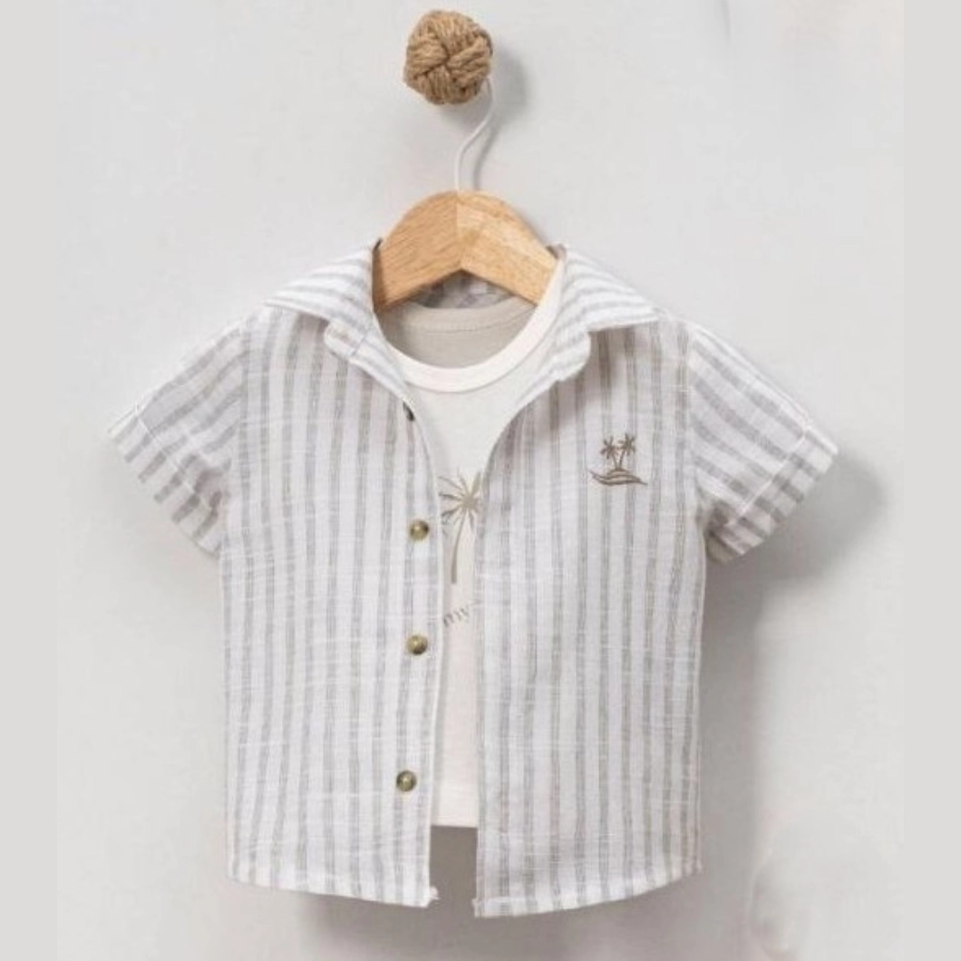 Set Palm Mood Băieței – Cămașă, Maieu & Pantaloni Kaki [2]