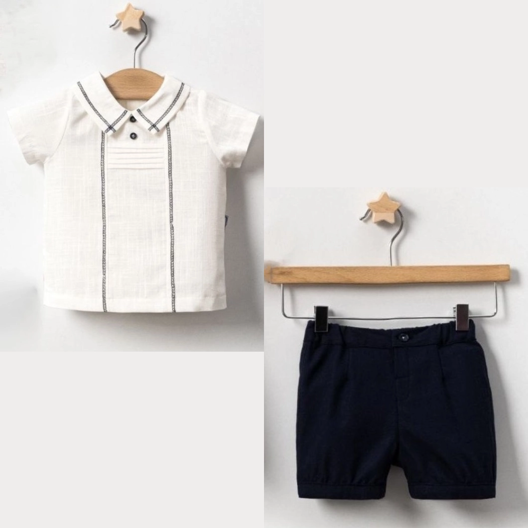 Set Nature Băieței – Cămașă Albă & Pantaloni Bleumarin [6]