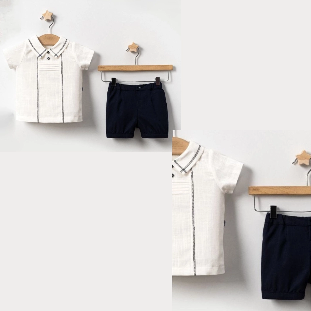 Set Nature Băieței – Cămașă Albă & Pantaloni Bleumarin [7]