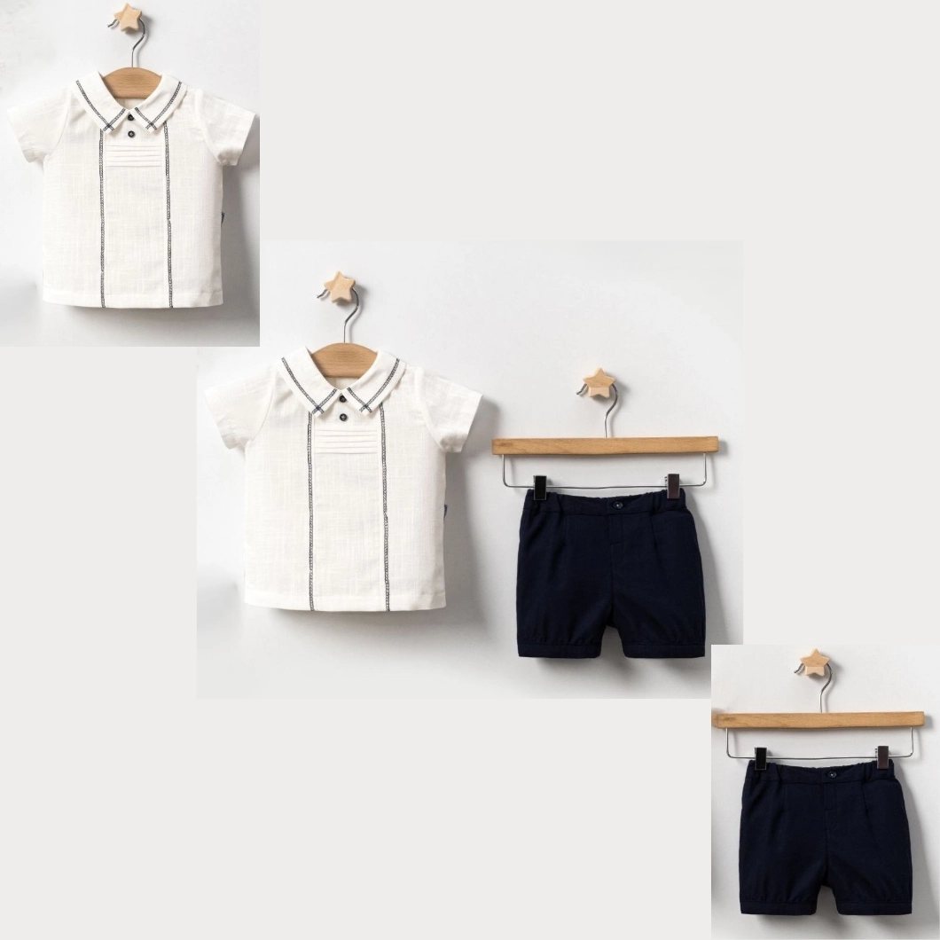 Set Nature Băieței – Cămașă Albă & Pantaloni Bleumarin [8]