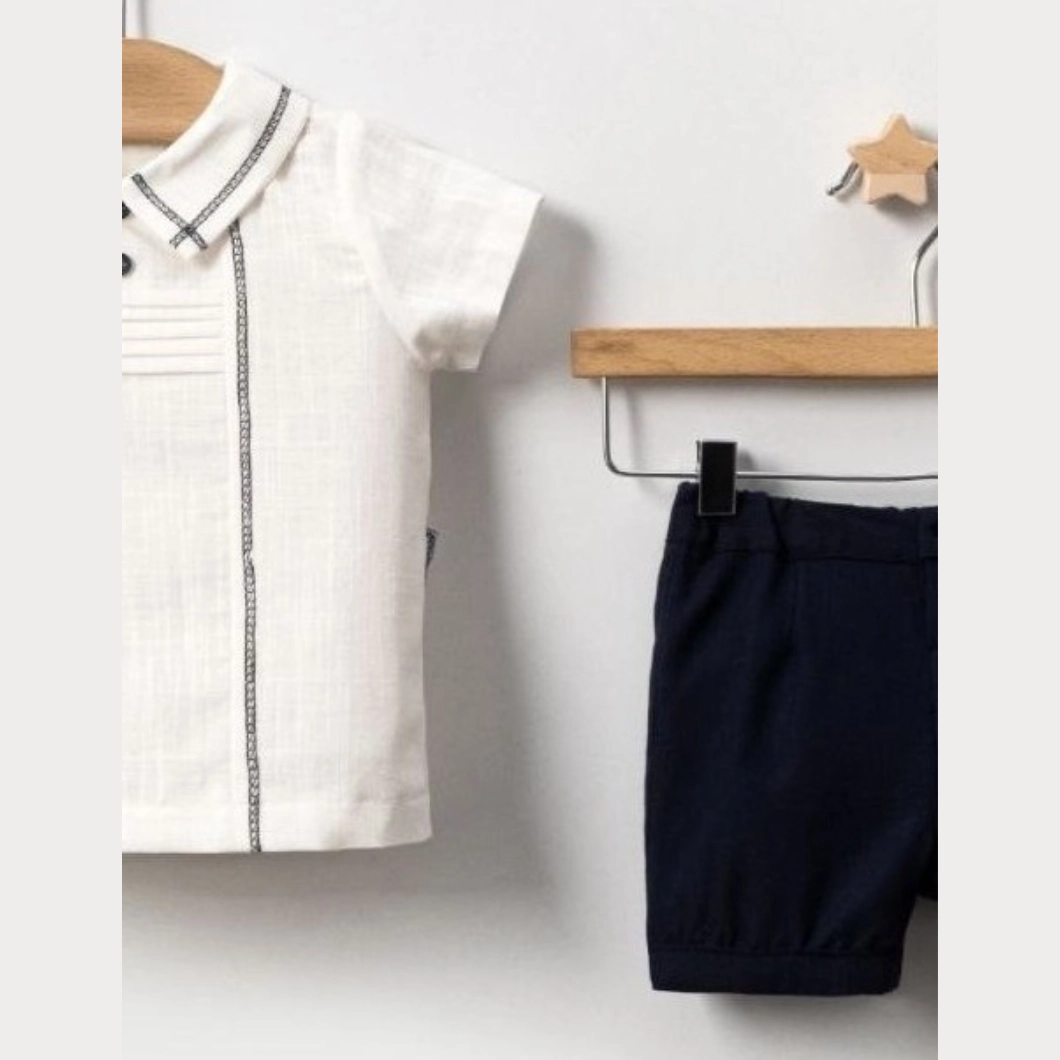 Set Nature Băieței – Cămașă Albă & Pantaloni Bleumarin [5]