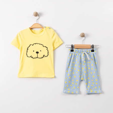 Set 2 Piese Vara pentru Baietei Puppy -Tricou Galben