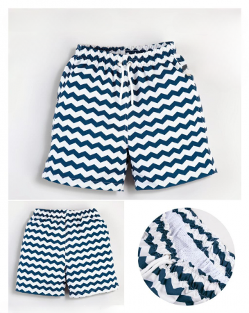 BĂIEȚI - Short de Baie pentru Băieți Ocean Wave - Albastru-Alb