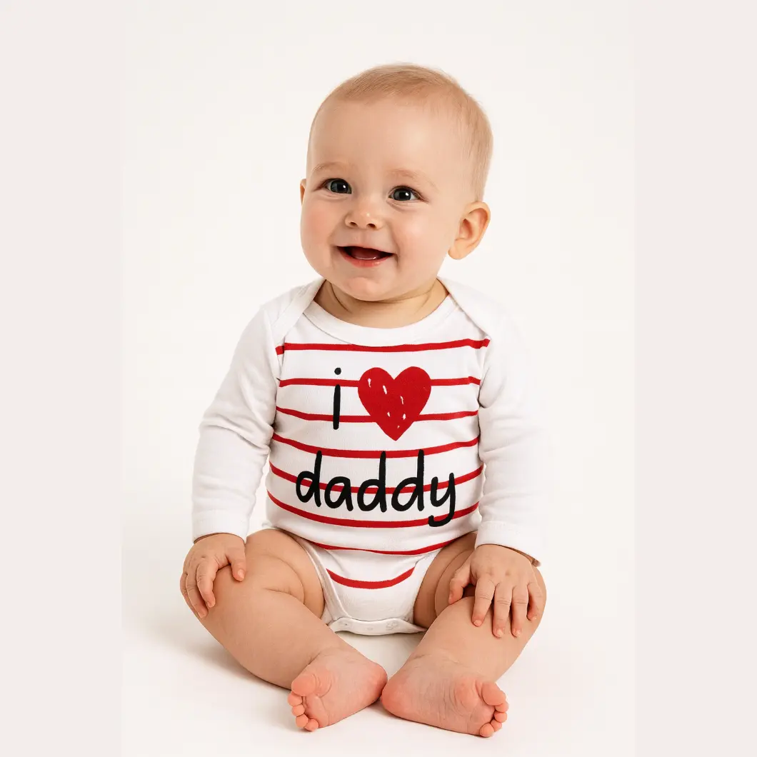Body Bebeluși I Love Daddy Alb/Ecru Bumbac