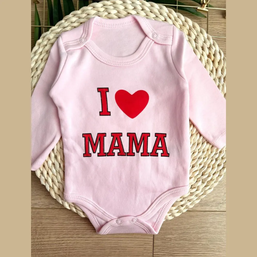 Body Fetițe I Love Mama Roz Bumbac [3]