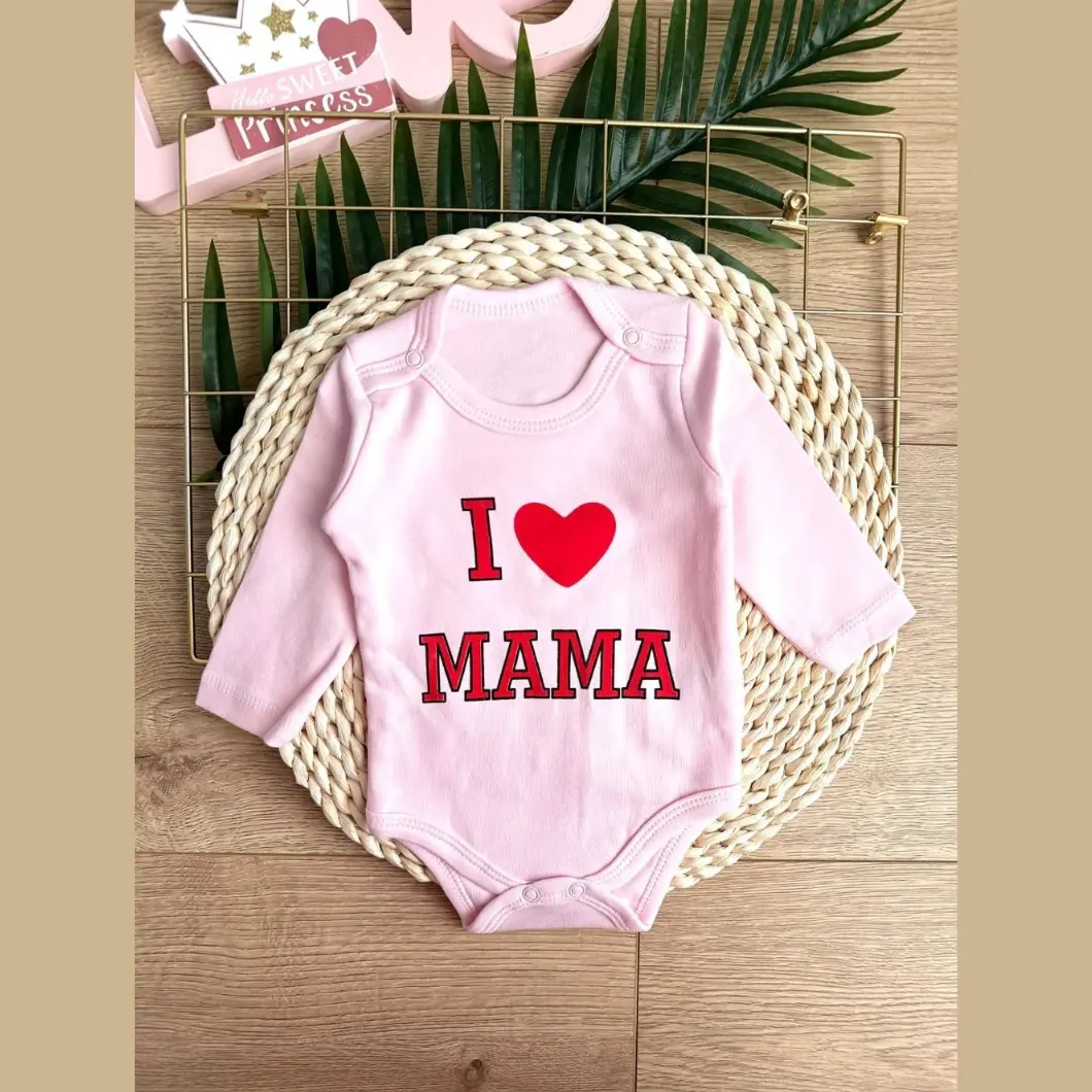 Body Fetițe I Love Mama Roz Bumbac [5]