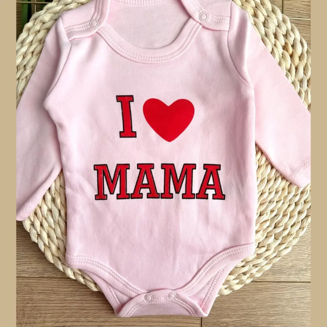 Body Fetițe I Love Mama Roz Bumbac [1]