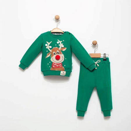 CRĂCIUN - Compleu 2 Piese Santa's Deer Green
