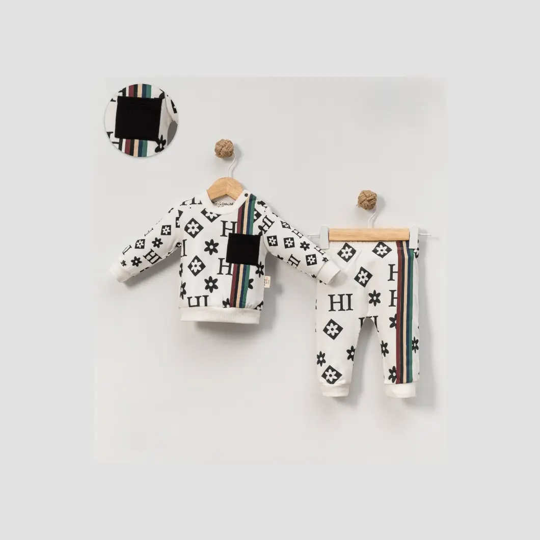 BEBELUȘI 0-24 Luni - Compleu Băieți Hi Boy Bumbac 3–18 Luni