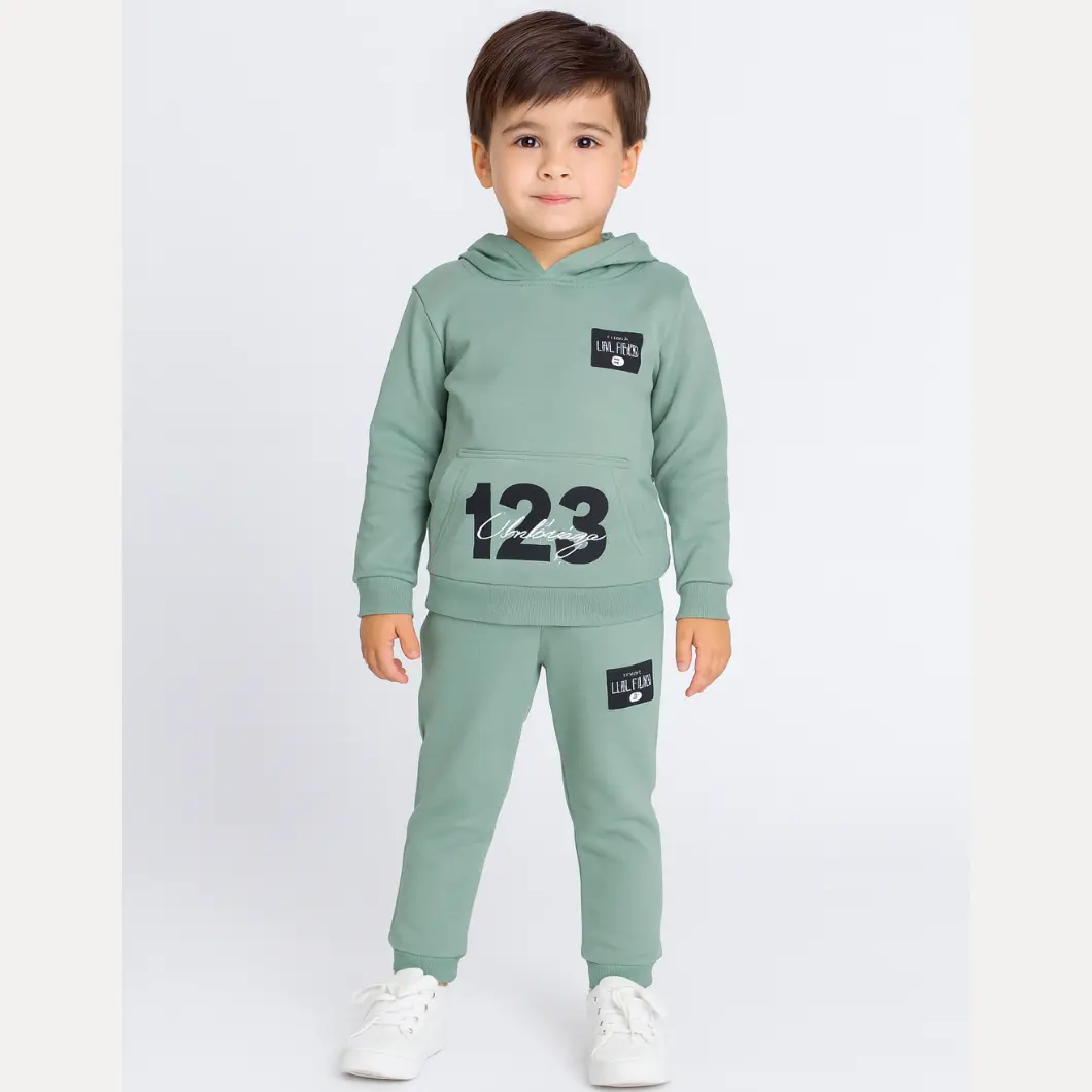 Compleu sport 2 piese  băieți între 3-6 ani, verde, 100% bumbac