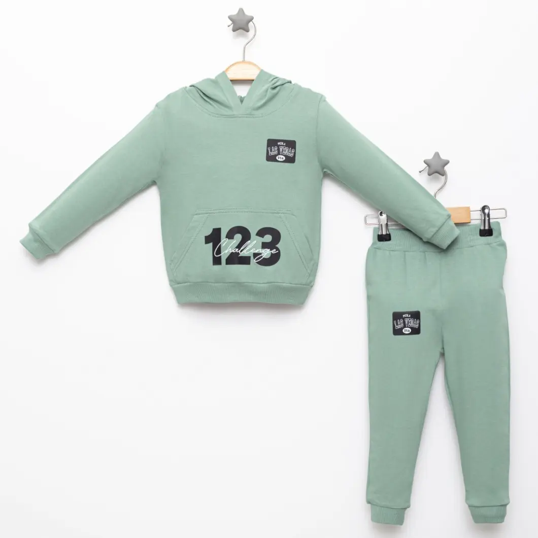 Compleu sport 2 piese  băieți între 3-6 ani, verde, 100% bumbac [2]