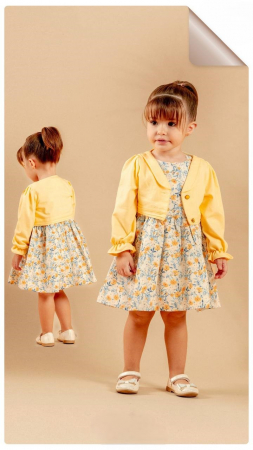 ROCHII - Rochiță fetițe cu print floral și bolero galben